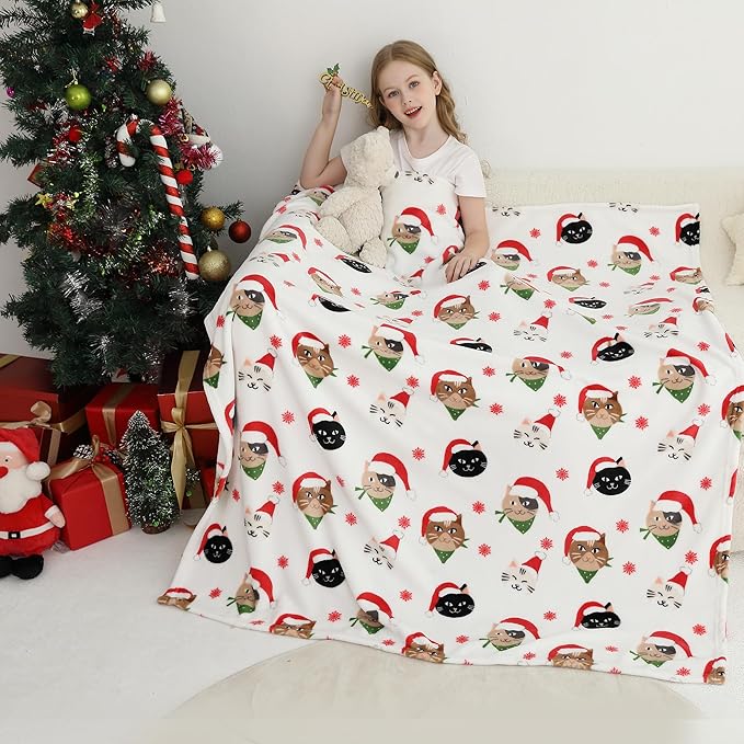 Softan Kids Throw Blanket for Girls & Boys, Warm Soft Toddler Flannel Blankets for Sofa Couch Bed， Cozy Fuzzy Plush Flannel Kids Throw Blanket for Daycare & School - Cat 50x60 inches