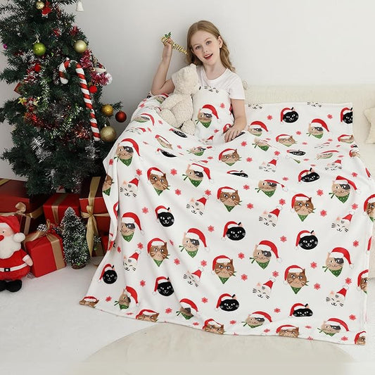 Softan Kids Throw Blanket for Girls & Boys, Warm Soft Toddler Flannel Blankets for Sofa Couch Bed， Cozy Fuzzy Plush Flannel Kids Throw Blanket for Daycare & School - Cat 50x60 inches