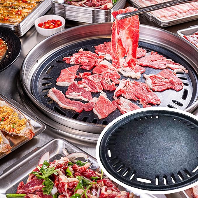 Perforated Korean Cast Iron Grill Plate BBQ Griddle Pan With Oil Drainage & Even Heat For Indoor Outdoor Cooking BBQ Cooking Grate