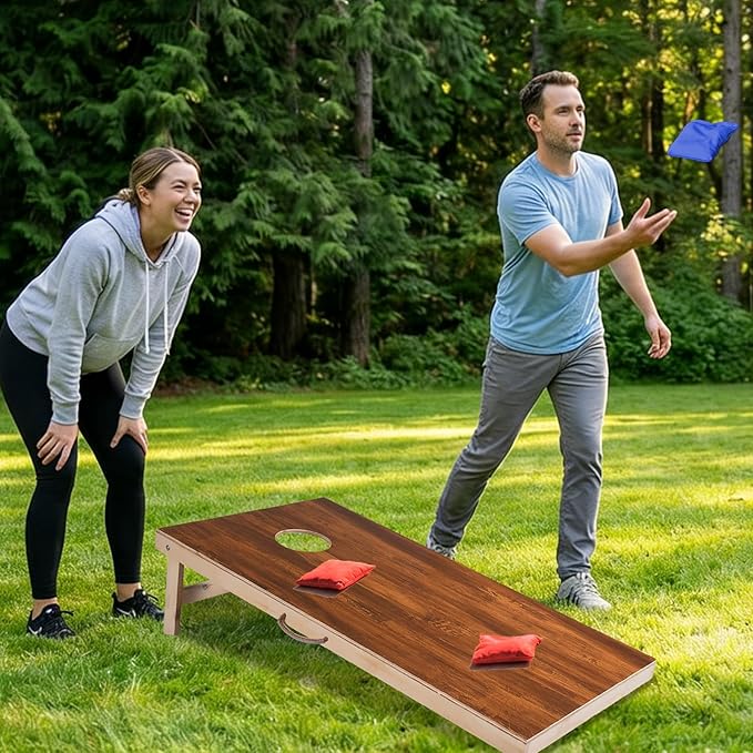 Sportdo 4x2 ft Solid Wood Cornhole Set with 8 Bean Bags, Regulation Size Cornhole Board Set for Adults, Cornhole Game Set for Tailgate Backyard Toss Games Indoor&Outdoor Activities
