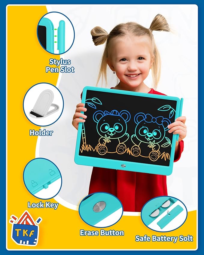TEKFUN LCD Writing Tablet for Kids, Teen Girl Boy Gifts Ideas, Educational Toys for Boys 8 7 6 5 4 3 Year Old, Drawing Board for Kids Adults (15in Blue)