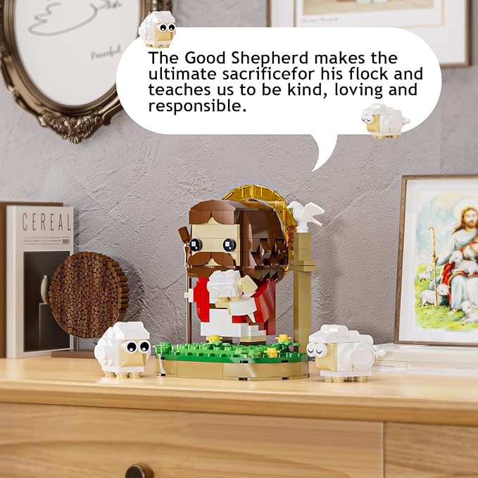 Jesus Christ Building Blocks Set, Divine Shepherd Jesus Building Toy, Educational Christian Toy for Kids Age 6+