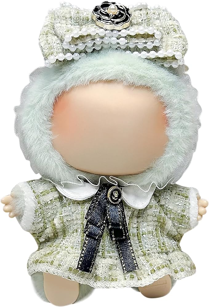 Clothes Fit for 17CM Doll, Fashion Doll Clothes Outfit Set Cute Theme Designer Toys Dress Accessories for Collector Fans Display (Green Tweed Jacket)