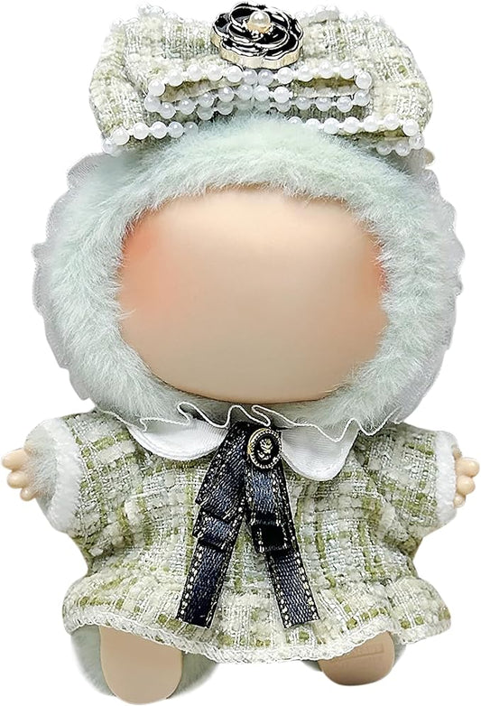 Clothes Fit for 17CM Doll, Fashion Doll Clothes Outfit Set Cute Theme Designer Toys Dress Accessories for Collector Fans Display (Green Tweed Jacket)