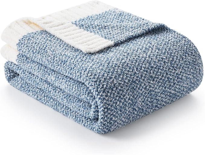 Snuggle Sac Heather Blue Bed Blanket Oversized Twin XL 66x90, Super Soft Warm Blankets for Bed, Living Room, Luxurious Microfiber Blanket Dupes, Heather Blue, 66x90