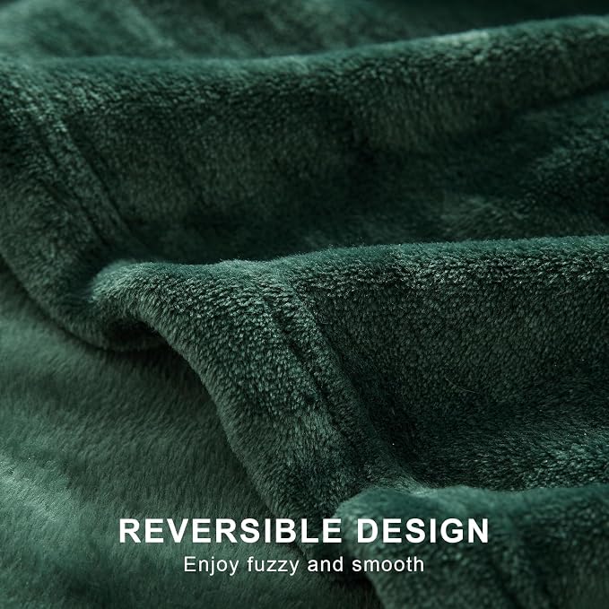Hansleep King Dark Green Fleece Blanket, Soft Flannel Bed Blanket | Fuzzy Cozy Blanket 90x108 Inches, Multi-use for Bed, Sofa, Couch, Travel, Camping, All Season Warm Lightweight Cover