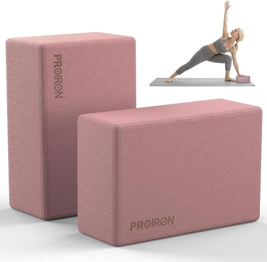 PROIRON Yoga Blocks, 2 Pack Supportive High Density Premium Eva Foam, Soft Non-Slip Surface with Curved Edges Stretch Blocks For Yoga, Pilates, Stretching