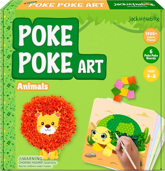 jackinthebox Poke Poke Art – Animals Theme, Mess-Free Fabric Art and Craft, Flower Pressing Kits, Gift for Kids, Girl Gifts, Boy Gift, Toys for Girls and Boys Ages 4 5 6 7 8