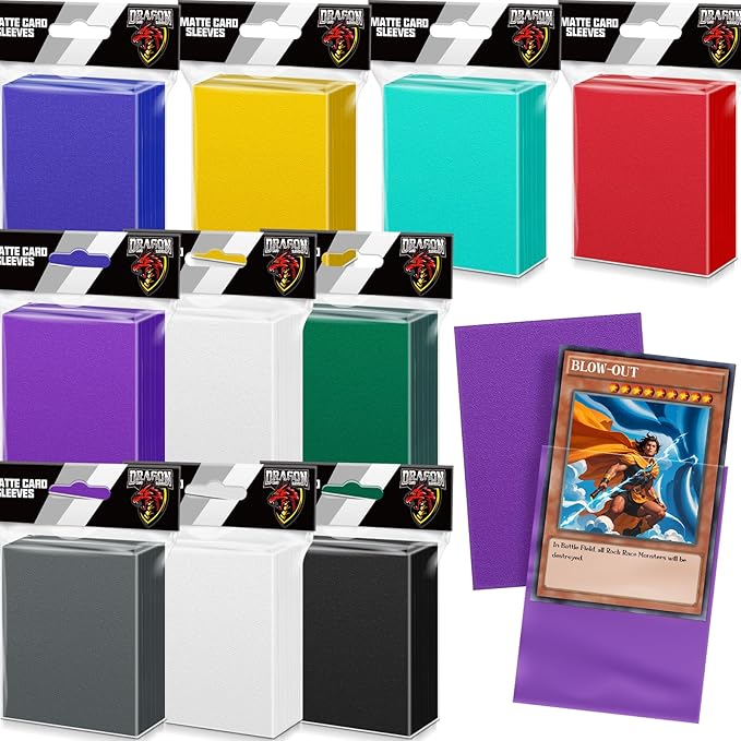 1000Pcs Trading Card Sleeves, 10 Colors Top Loading Sleeves for Standard Cards 2.5" X 3.5", Card Protector for Baseball Card,Sports Cards,Game Card,Business Cards