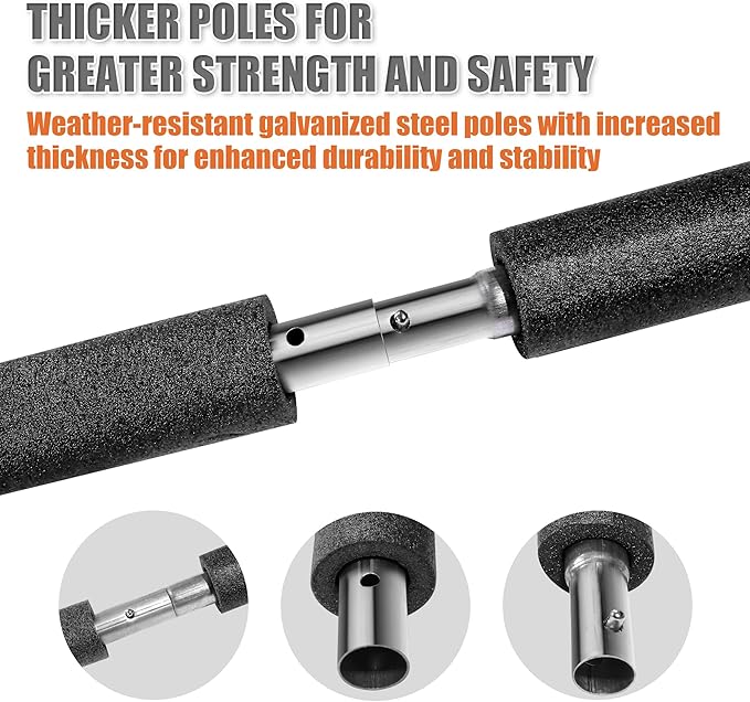 1PCS Trampoline Curved Pole, Universal Trampoline Replacement Enclosure Pole to Fit 8-16FT Curved Pole Trampoline Frame, Includes Foam Sleeve and Hardware with 2 Installation Options