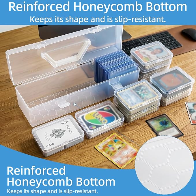 neotidy Trading Card Storage Box with 9 Individual Card Cases, Large Capacity Card Game Organizer for Top Loaders, MTG, Board Game & Playing Cards, Clear Plastic Card Storage Case with Insert Boxes
