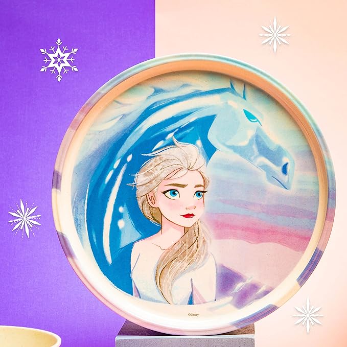 Zak Designs Disney Frozen 2 Kids Dinnerware Set 3 Pieces, Durable and Sustainable Melamine Bamboo Plate, Bowl, and Tumbler are Perfect For Dinner Time With Family (Anna, Elsa, Olaf)