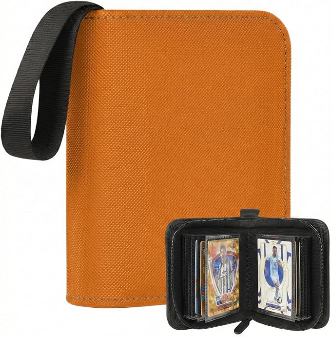 1 Pocket Card Binder–Collectible Trading Card Album, Single Card Holder with 20 Pages, Holds 40 Cards, Side-Loading Mini Binder for TCG, MTG, Sports, Baseball,Football,Small Sports Card Book,Orange