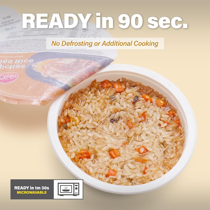 [KCHELIN] Microwaveable Korean Japchae Fried Rice (Pack of 6), Korean Food, Instant, Quick & Delicious, Shelf- Stable, On-the-Go Meals, 7.05 oz per Bowl