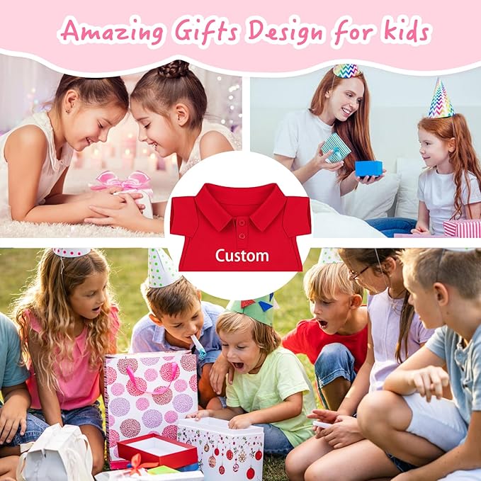 10 Pcs Personalized Teddy Bear Clothes with Text Photo, Custom Stuffed Animal Clothing Fit 8-16 inch Stuffed Bear Clothes for Teddy Bears, Doll Clothing Make Your Own Plush Doll Shirt