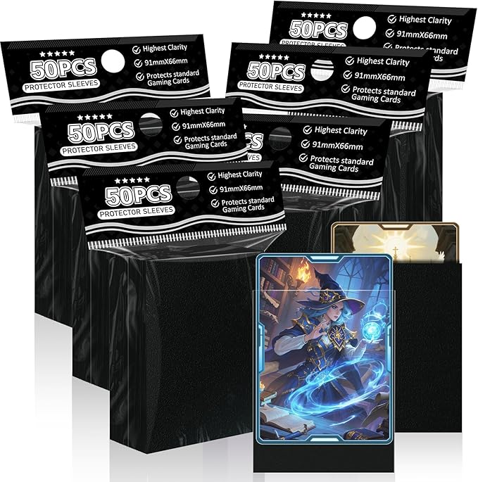 Black Card Sleeves Fit for MTG, 300 Pack Perfect Fit Standard Card Sleeves for Trading Cards Sports Cards Baseball Cards TCG, Sturdy and Nice Shuffling