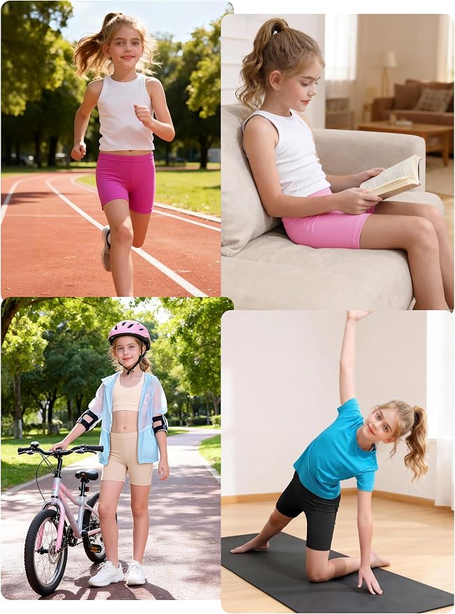 Resinta 6 Pack Girls Bike Shorts Under Dress Dance Cartwheel Shorts for Toddler Kids Summer Clothes Multicolor