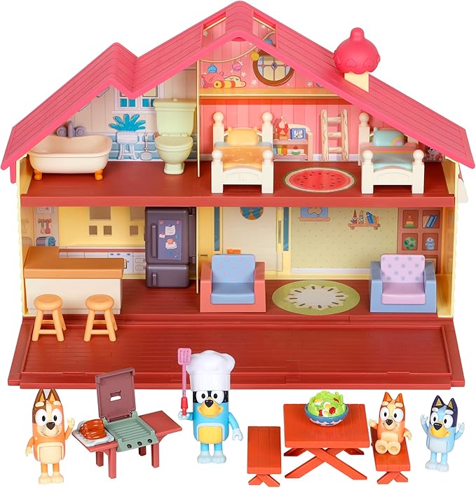 Bluey Toy House Playset, Mega Bundle Family Home & BBQ Playhouse Toys,, Bingo, Bandit, Chilli, House Playset for Toddlers 3-5, Amazon Exclusive