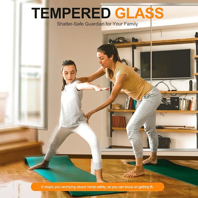 Delma Home Gym Mirror, 70''x24''x2PCS, Silver | Large Full Body, Tempered Glass Frameless, Wall-Mounted, For Gym, Yoga, Garage, Bedroom, Bathroom