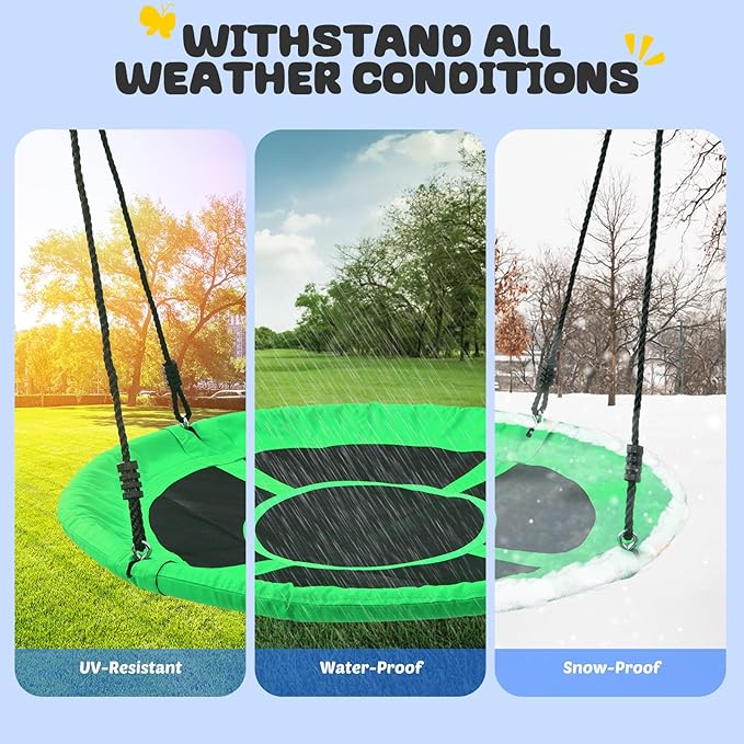 Trekassy 700lb 40 Inch Saucer Tree Swing for Kids Adults Outdoor 900D Oxford Waterproof with 2pcs Tree Hanging Straps, Steel Frame and Adjustable Ropes