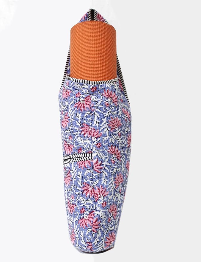 INDIAN CRAFT CASTLE Yoga Mat Bag | Tote Mat Bag | Sling Yoga Tote w/Large Side Pocket & Zipper Pocket | Yoga Mat Carrier Fits Most Size Mats