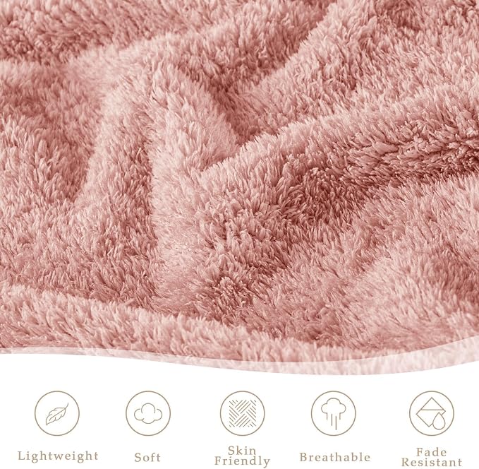 Exclusivo Mezcla Fleece Bed Blankets King Size for Bed, 90" x 104" | Super Soft and Cozy Fluffy Blanket for Women, Lightweight and Fuzzy Large Blanket for Bedroom , All Season, Pink