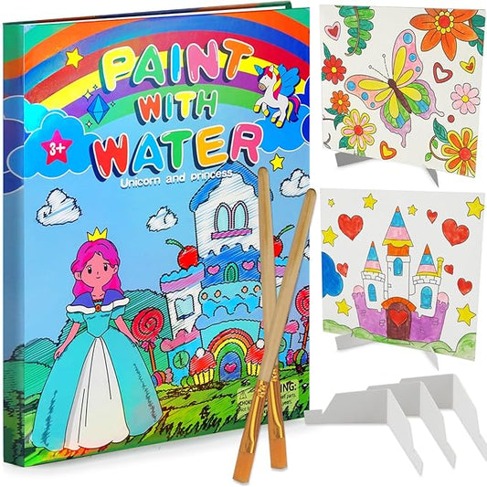 20 Pages Coloring Books for Kids Ages 4-8, 12 Color Strips Water Color Paint Sets, Arts and Crafts Drawing Activities Party Favors for Kids 3-5, Toys Birthday Gifts for Boys Girls