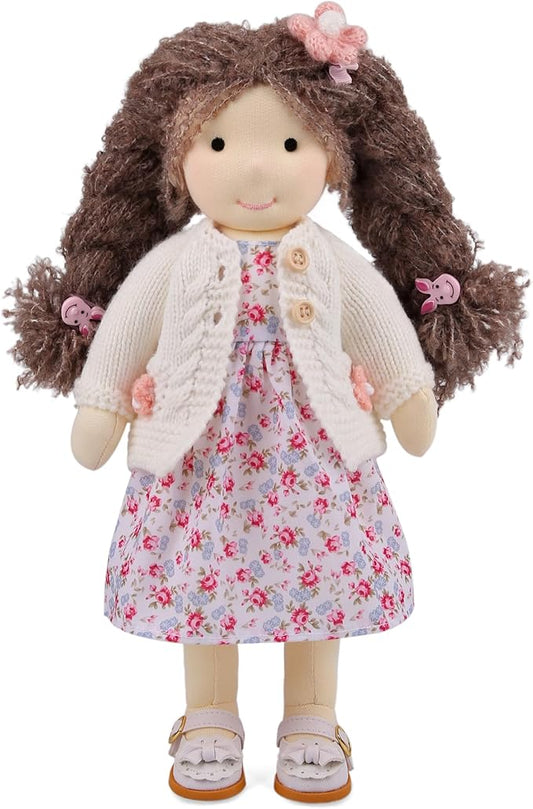 Handmade Wedding Present Princess Doll Waldorf Doll Rag Doll Birthday Present for Girl with Exquisite Box - Hazel 12"