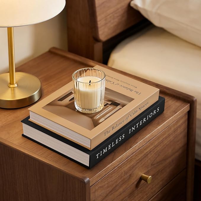 JARLINK Decorative Books, Set of 3 Stackable Fake Book Storage Boxes, Black | Modern Home Decoration with Hidden Storage Room for Photos & Keepsakes, Styling Decor for Coffee Tables, Shelves, & Mantels.