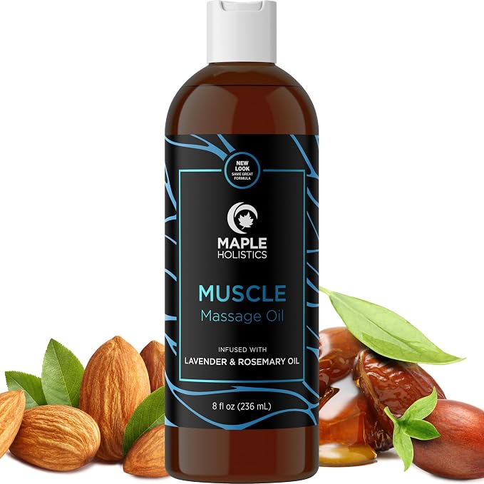 Luxurious Vanilla & Relaxing Muscle Massage Oil Set - Aromatherapy Full Body Massage Oil for Couples Bundle with Naturally Scented Vegan & Non GMO Ingredients (8 Fl Oz Each)