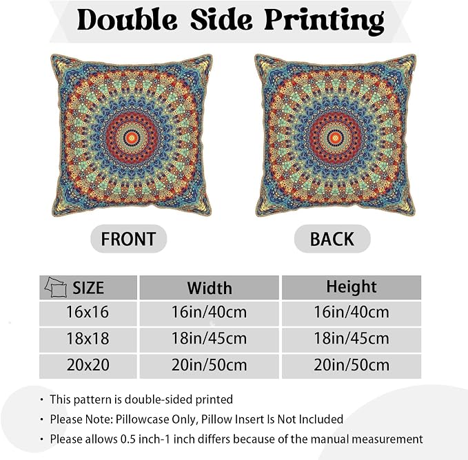 KSLIDS Boho Mandala Floral Soft Velvet Throw Pillow Covers Set of 2 Navy Blue Orange Flower Decorative Pillow Covers 18x18 Inch Abstract Retro Pillow Case for Sofa Couch Outdoor Modern Home Decor