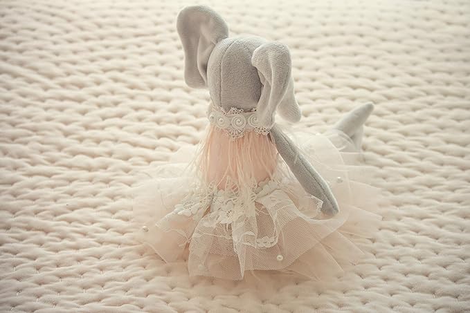 Daisy The Elephant Premium Quality Floppy Elephant Plush Doll Gift with Delicate Pink & Lace Tutu | Elegant Feather & Pearl Details | Playable Toy with Movable Legs & Huggable Arms