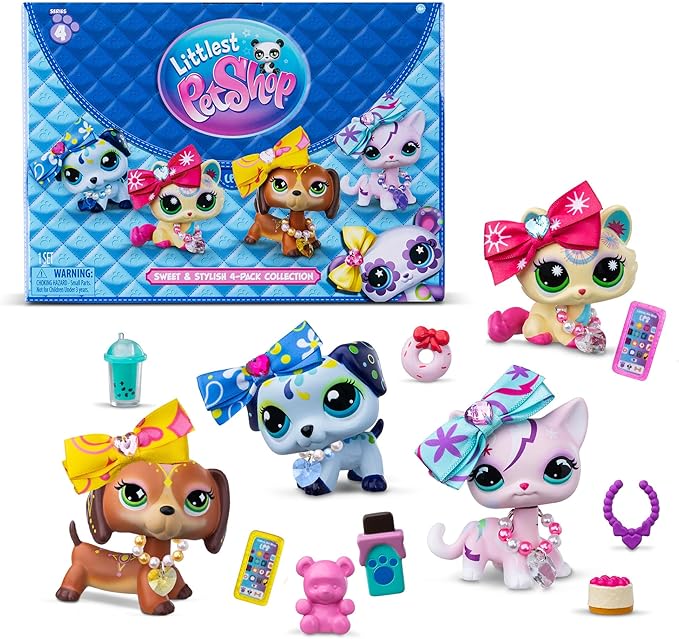 Littlest Pet Shop- Sweet & Stylish Bundle Set - Series 4 - Gen 7 Authentic LPS Bobble Head Toy Figure, Collectible Toy Animal, Ages 4+