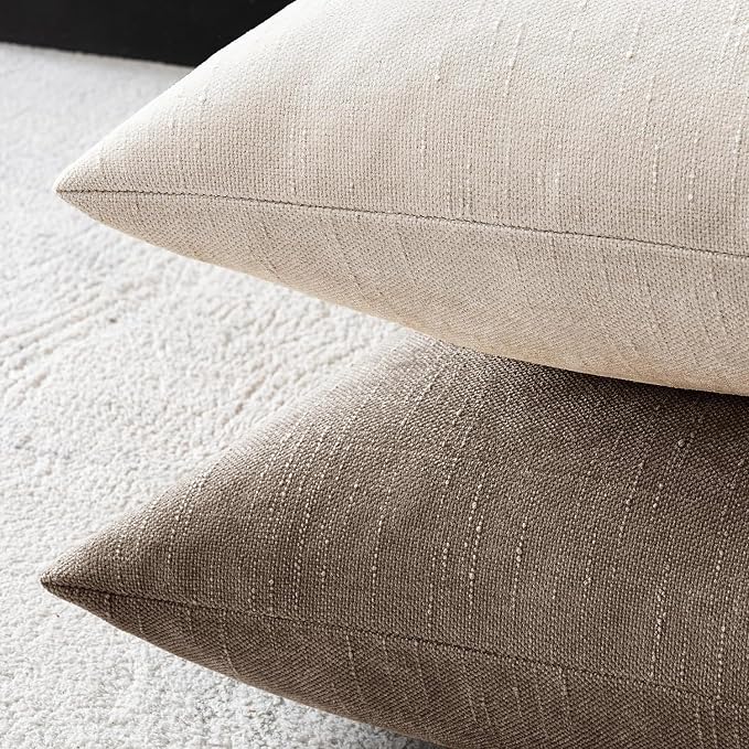 MIULEE Textured Chenille Throw Pillow Covers 20x20 Inch Light Beige | Pack of 2 Decorative Soft Throw Pillows, Solid Textured Cushion Covers, Modern Home Decor for Couch Sofa Bedroom Living Room