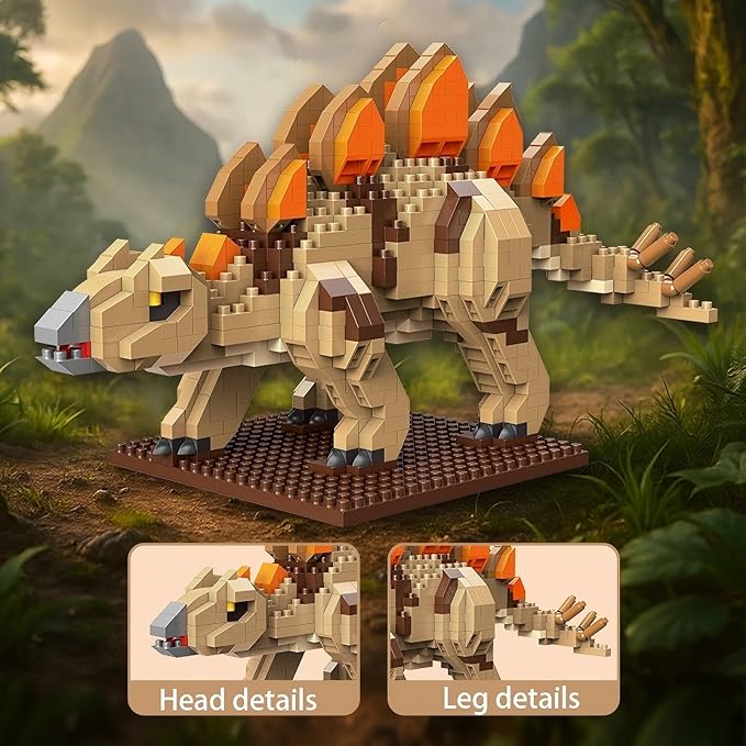 Dinosaur Micro Mini Building Block Sets for Adults, No Compatible with Lego, Building Toys for Home & Office Decor, MOC 3D Creative Model Gifts for Christmas