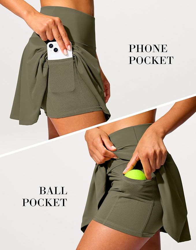 14" Tennis Skirt Golf Skorts with Pockets Tummy Control Shorts Pleated Skirts for Women Athletic Dressy Casual