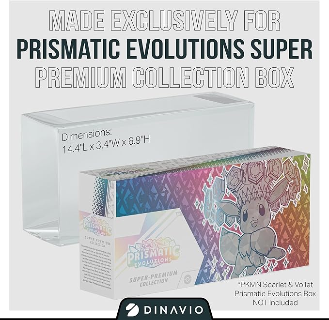 Dinavio Crafthouse 2 Pack Prismatic Evolutions SPC Plastic Protectors - 0.7mm Ultra Thick Display Protector - Compatible with Prismatic Evolutions Super Premium Collection Box (2 Pack)