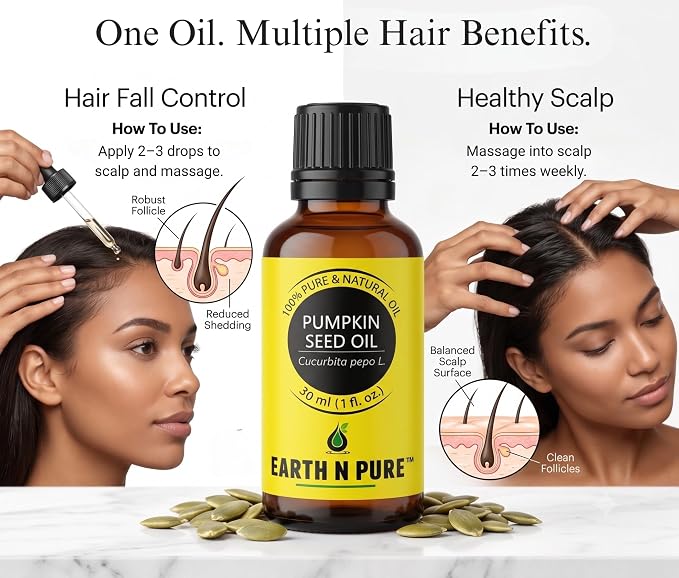 Earth N Pure Pumpkin Seed Oil (Kaddu Oil) Cold Pressed, Natural and Therapeutic Grade - 30 ml