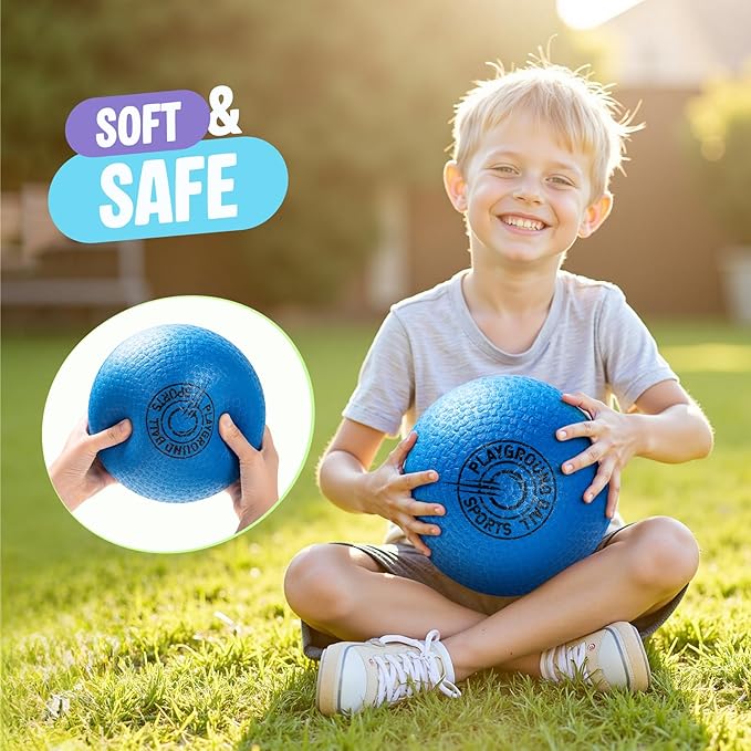 EVERICH 8.5 Inch Playground Balls Kickball Set, 12 Pack Soft Dodge Kick Ball Dodgeball Handball 4 Square Ball for Kids Adults, Outdoor Indoor Sports Yard Camp School Game Toys for Boys Girls with Pump