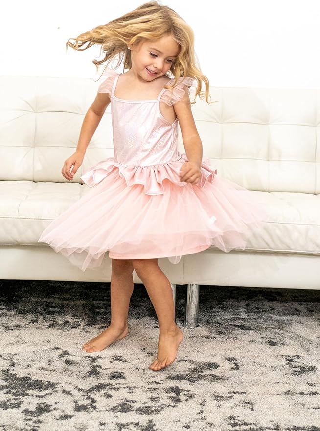 Little Adventures Rose Gold Tutu Princess Dress Up Costume - Machine Washable Child Pretend Play Dress with No Glitter