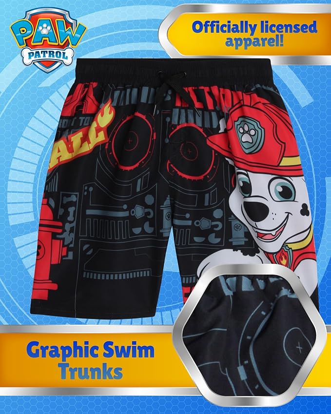 Nickelodeon Boys Swim Trunks - Paw Patrol TMNT Quick Dry Graphic Boys Swim Shorts for Toddler and Little Boy