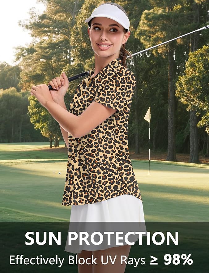 LOMON Womens Golf Polo Shirt Summer Short Sleeve Quarter Zip Outfit | Side-Pockets,Princess Seams,Cotton,Wrinkle Free,Moisture Wicking,Quick-Dry,Lightweight,Collared,for Tennis Workout
