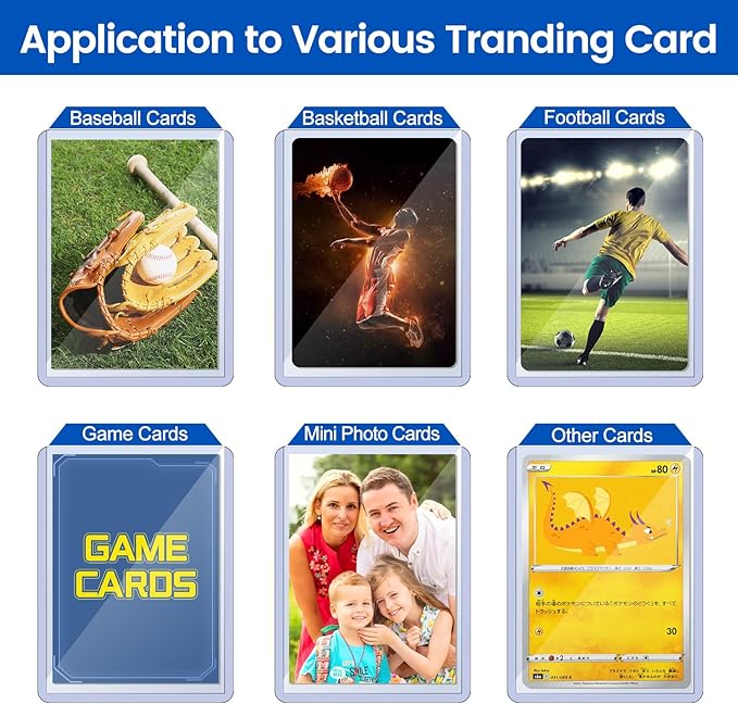 200 Count Card Sleeves Hard Plastic, Sooez 35PT Card Holder, 3" x 4" Baseball Card Protector, Rigid Card Case for Collectible Game Cards, Standard Size Trading Sports Football Cards