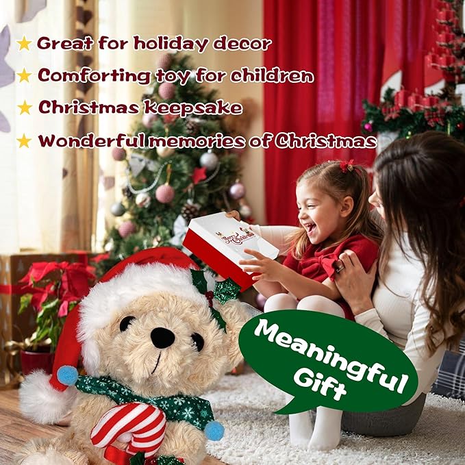 Teddy Bear Stuffed Animal - Soft Stuffed Bear Toy with Hat, Cute Birthday Gift for Kids, Adult, Boys & Girls, 8 Inch Cuddly Brown Holiday Bear Plush Present - Unique Bear Plushies Decoration