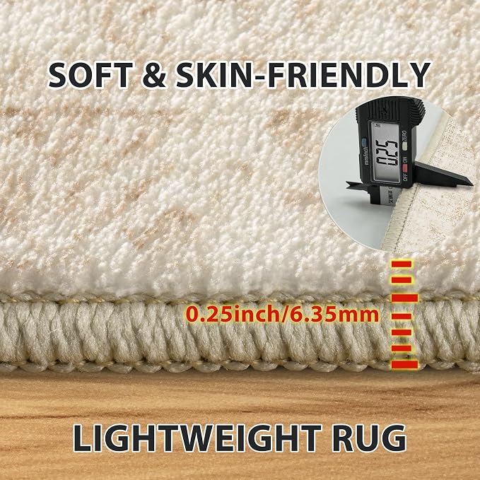 9x12 Area Rugs for Living Room Rug Washable: Abstract Large Rug for Dining Room Bedroom Carpet Non Slip 9 by 12 Indoor Modern Nursery Home Office Beige