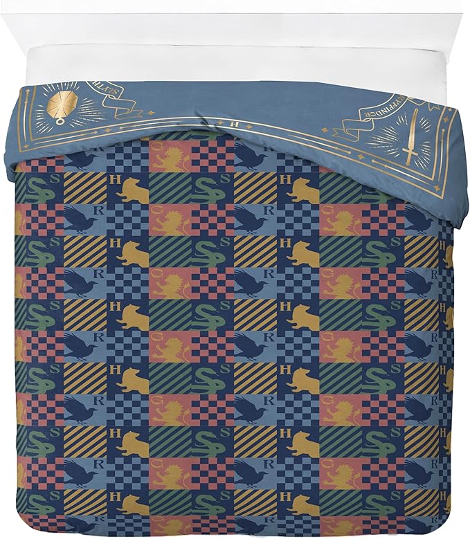 Jay Franco Duvet Cover Set – 3 Piece Comforter Cover and Sham Set, Super Soft Cozy Kids Bedding (Insert Not Included) Blue - Harry Potter, Full