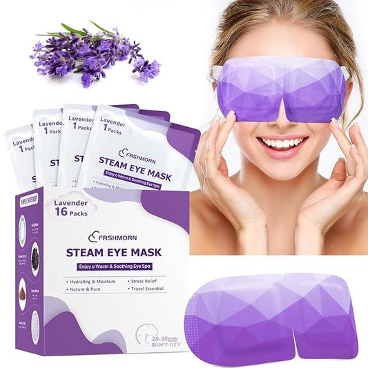 16Packs Steam Eye Mask, Heated Eye Mask for Sleeping, Warm Compress for Eyes, Self Heating Disposal Steam Mask for Home Sleep, Office, Spa, Travel Essentials Mothers Day Gifts (Lavender)