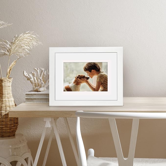 Americanflat 8x10 Picture Frame with Shatter-Resistant Glass - Use as 5x7 Frame with Mat or Display 8x10 Photo Without Mat - Signature Collection - Picture Frames for Tabletop and Wall Display - White | Shatter-resistant glass, wall or tabletop display...