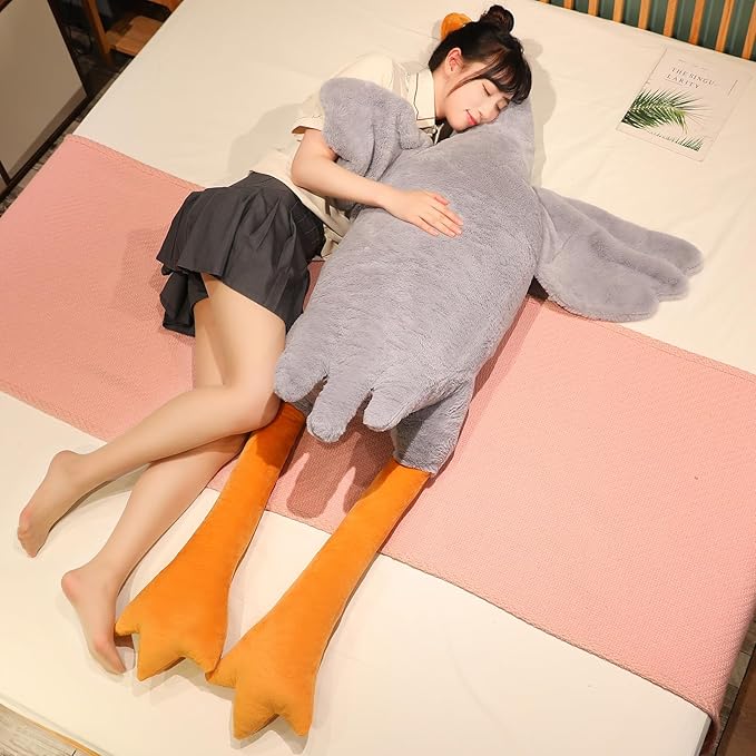 Swan Stuffed Animal, 74.8" 4.85 lbs Swan Plush Toy Large Goose Stuffed Animal Plush Pillow Grey Big Duck Stuffed Animals Plush Toy Gifts for Kids, Bed Sleeping