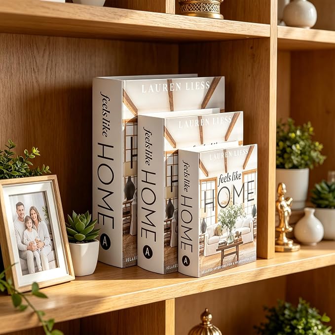 Jolitac Decorative Book Boxes Set of 3, Faux Leather Storage Boxes | Stackable hidden storage containers, handcrafted, for coffee table, shelf decor, remotes & jewelry